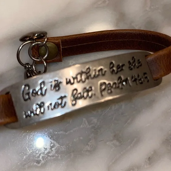 God is within her leather bracelet - Picture 2 of 4